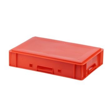 Logiplast Transportbehälter 7 Stück E1-Kisten rot mit Deckel in rot, (Spar-Set), lebensmittelecht, robust, stapelbar, widerstandsfähig