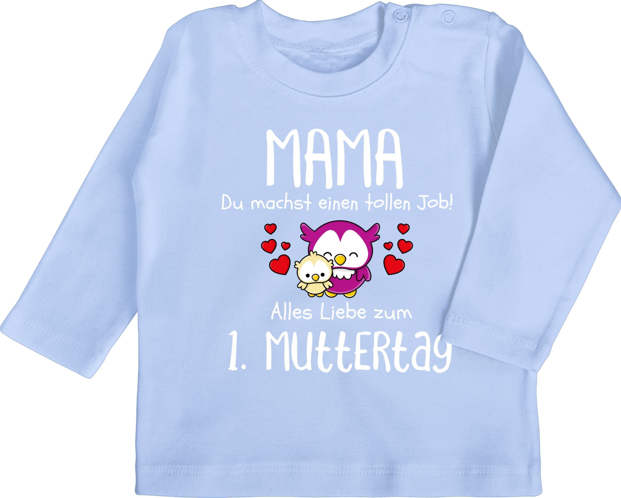 Shirtracer T-Shirt 1. Muttertag I Mama du machst einen tollen Job Muttertagsgeschenk 2 Babyblau