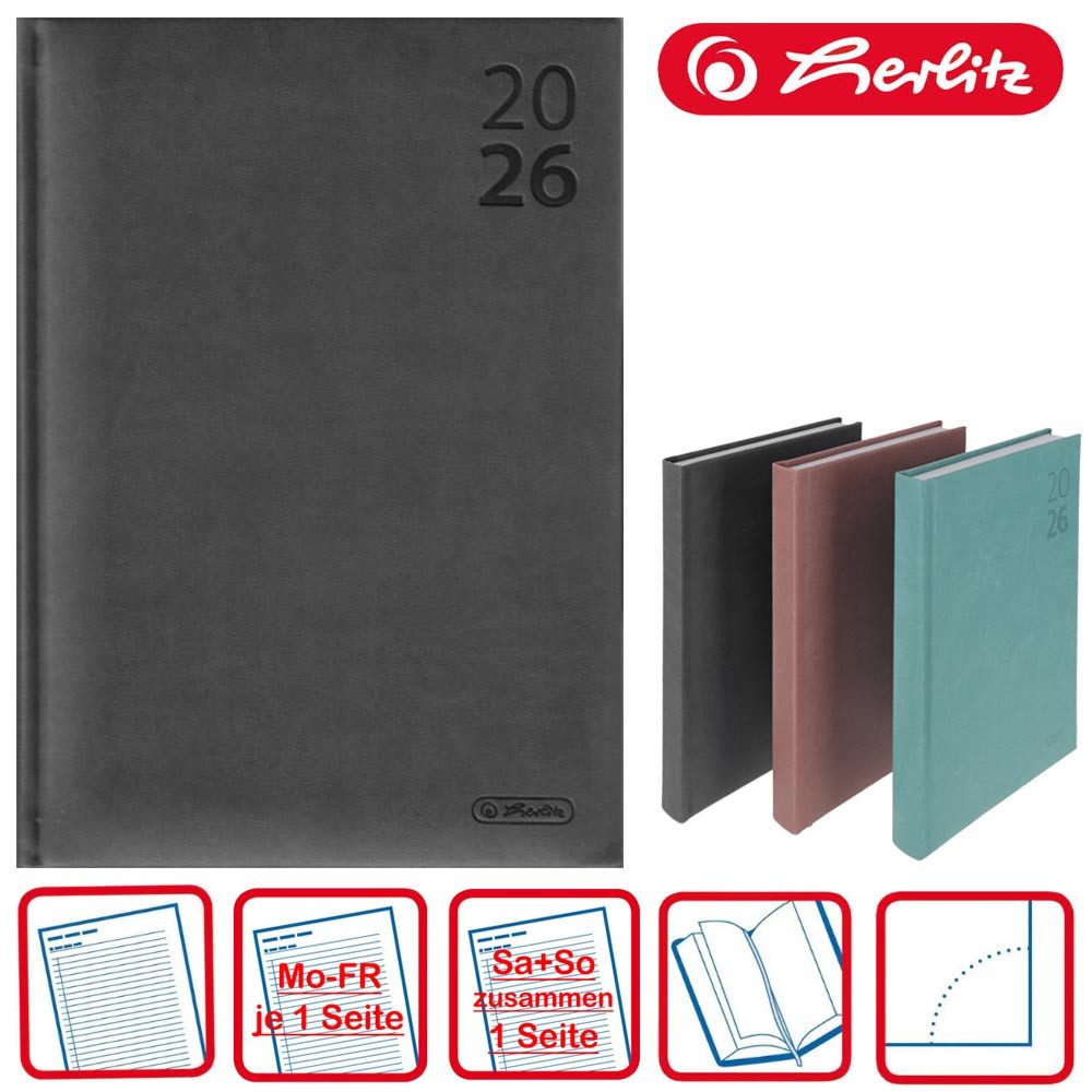 Herlitz Buchkalender A5 Wall 2026 grau