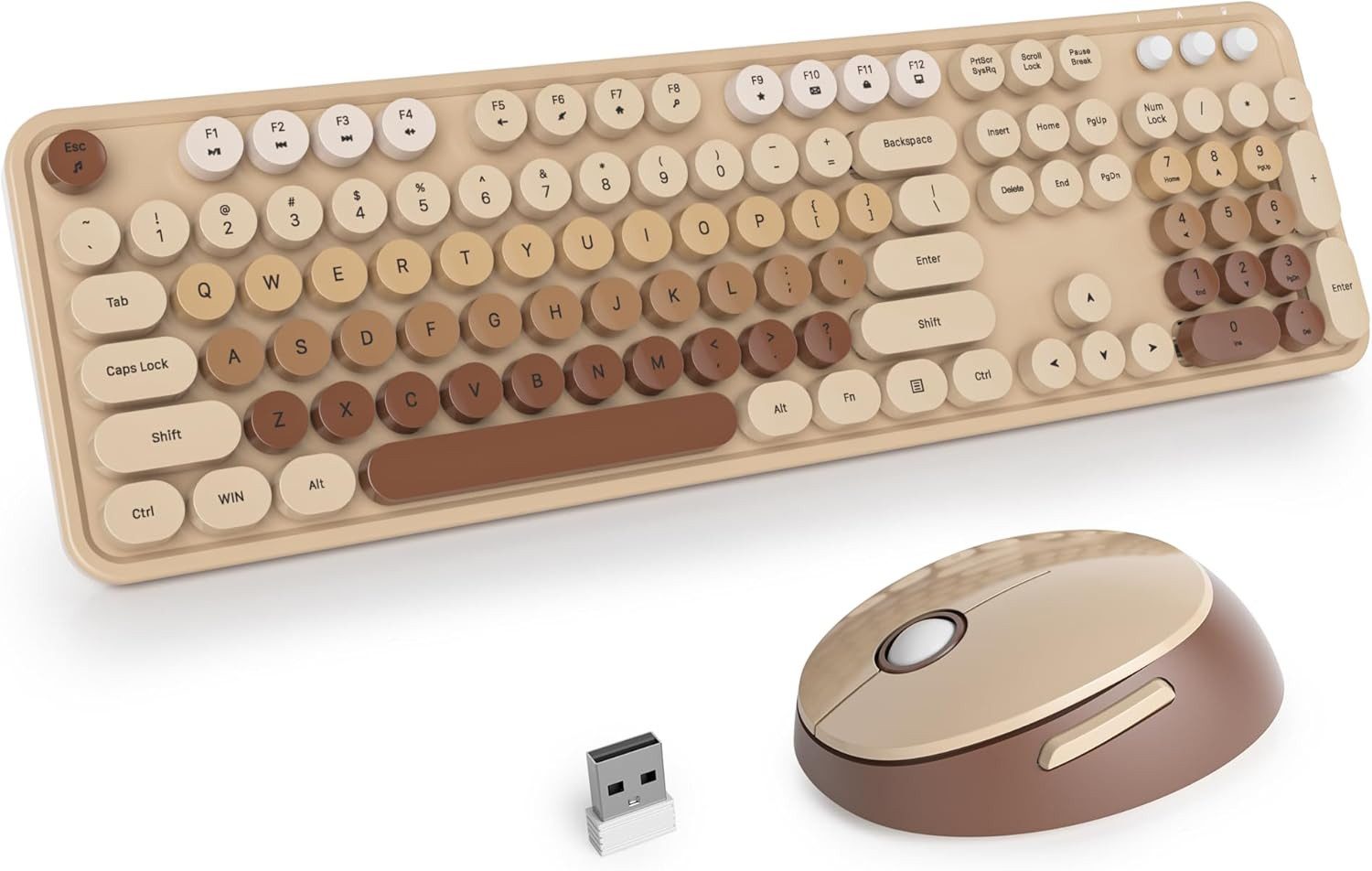 SOLIDEE Kabelloses Tastatur Maus Set Ergonomisch 2,4 GHz Tastatur- und Maus-Set, Leise Full-Size Wireless Keyboard mit Maus und USB Empfänger