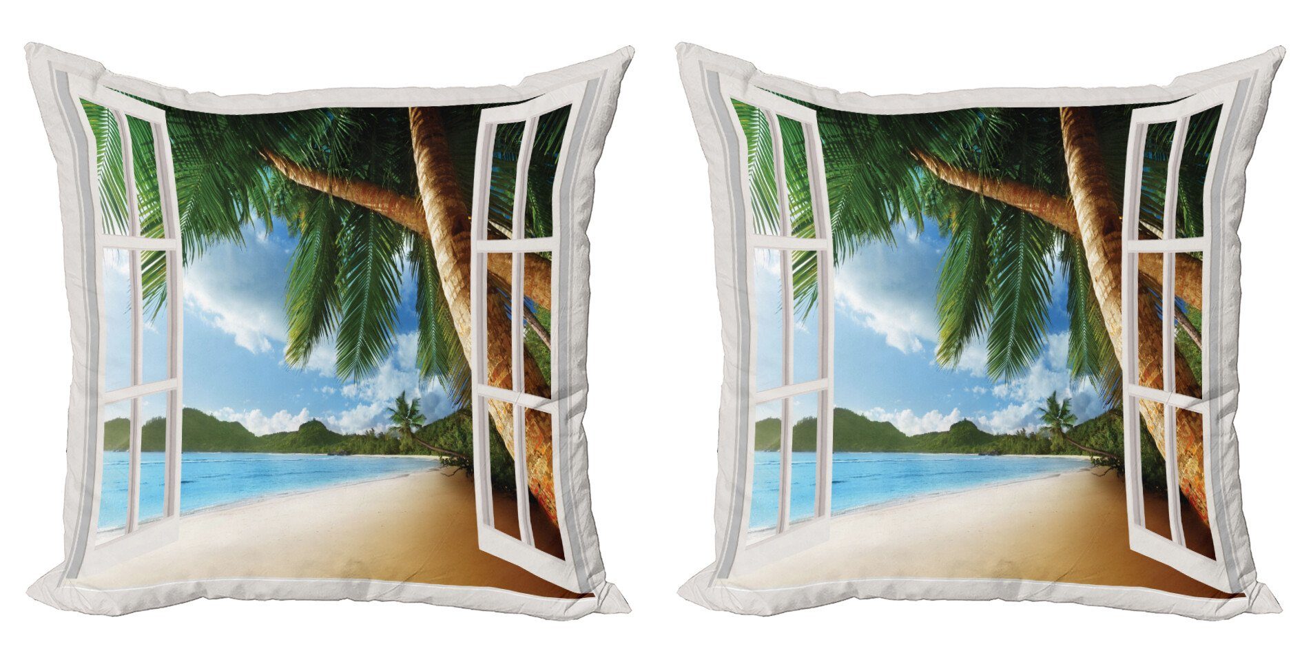 Kissenbezüge Modern Accent Doppelseitiger Digitaldruck, Abakuhaus (2 Stück), Strand Nautical Sand Landschaft