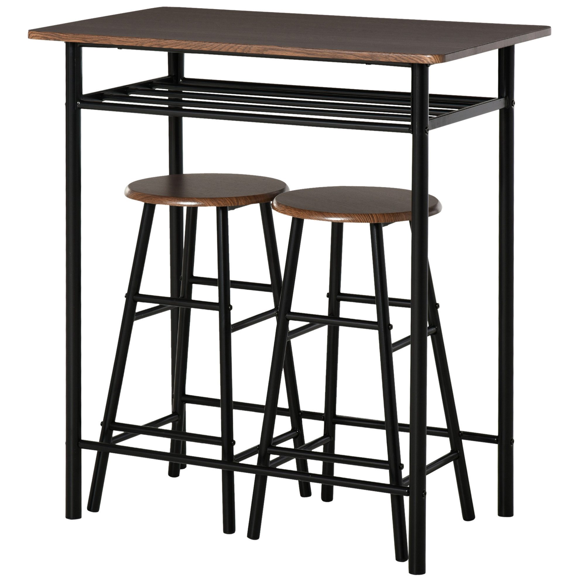 Essgruppe Bartisch-Set 3-teilig mit 2 Barhockern und Stehtisch