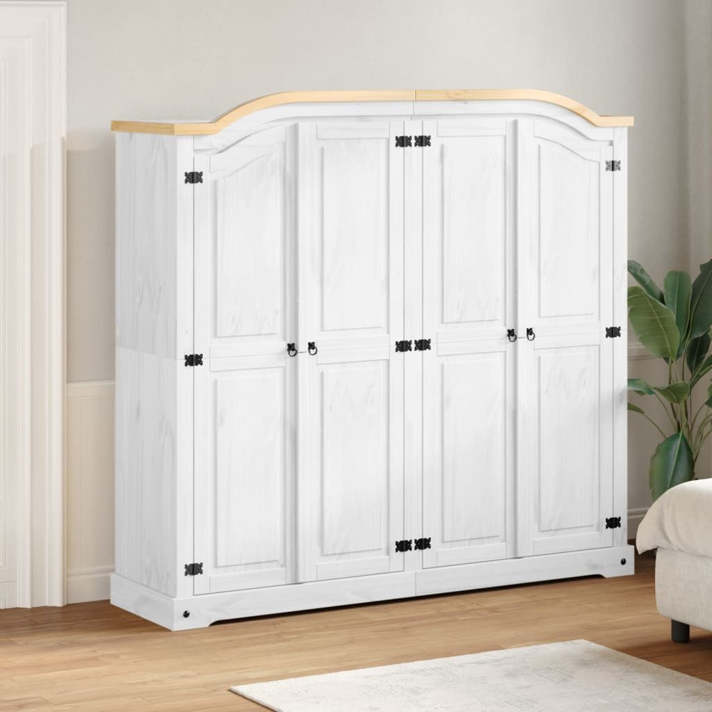 vidaXL Kleiderschrank Kleiderschrank Corona Weiß 194x52x186 cm Massivholz Kiefer (1-St)
