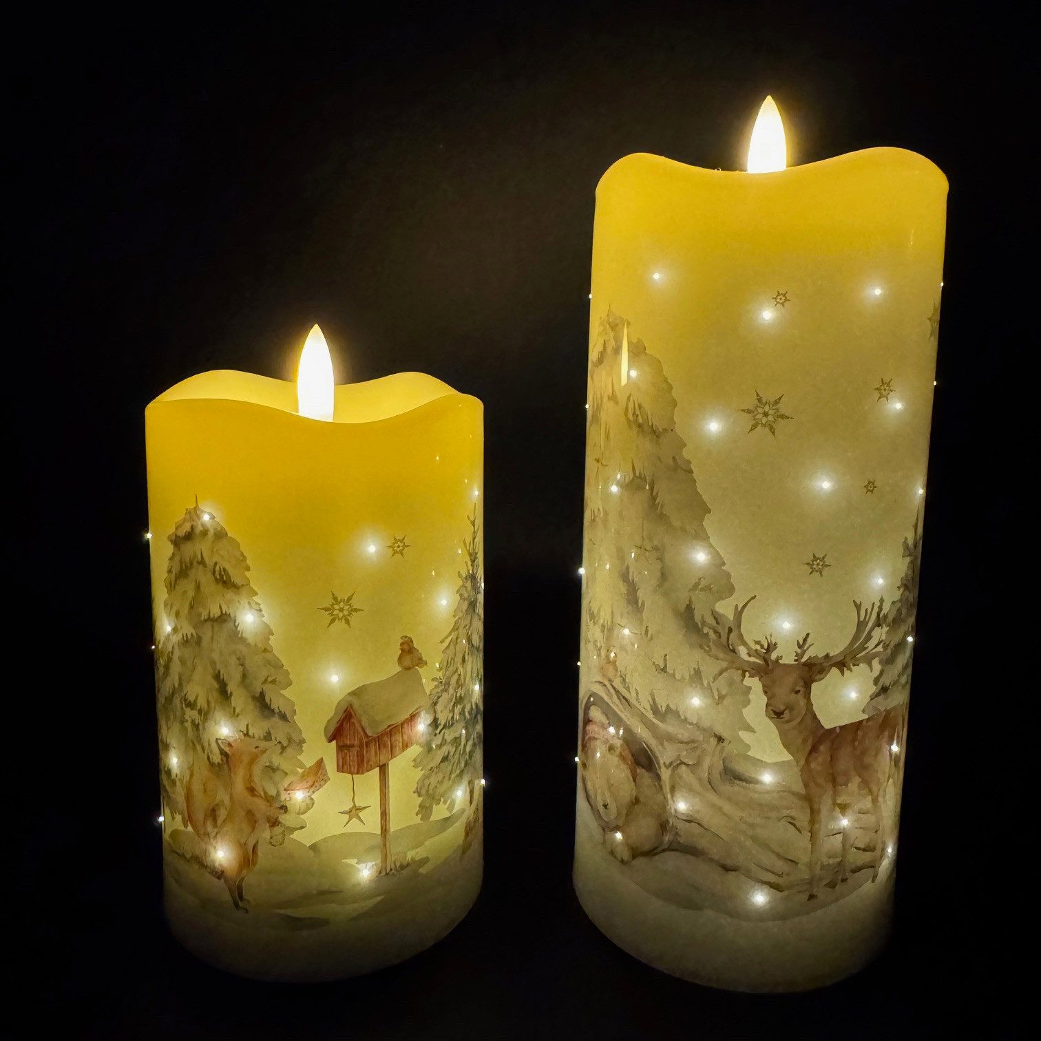 Online-Fuchs LED-Kerze - 2er Set Motivkerzen mit Funkellichtern und 6-Stund günstig online kaufen