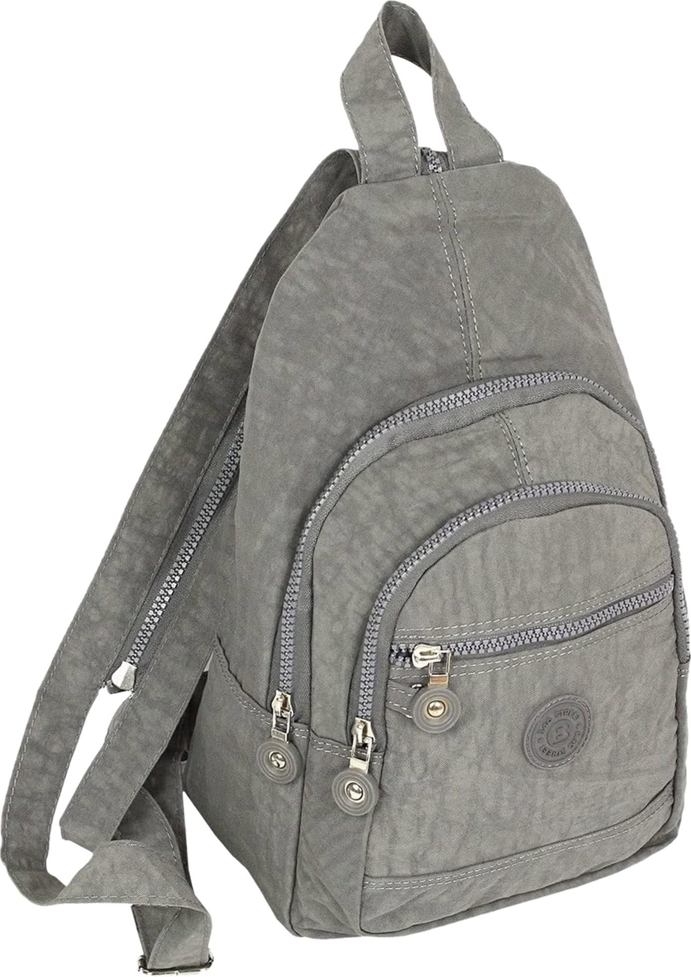 BAG STREET Freizeitrucksack Bag Street Cityrucksack grau crinkle Nylon, Damen, Jugend Cityrucksack, Freizeitrucksack Nylon, grau ca. 35cm hoch