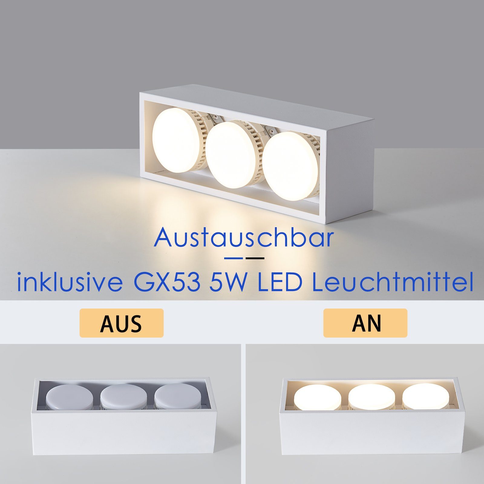 ZMH LED Deckenstrahler Deckenleuchte LED Deckenspots - Eckig mit 3/4 Flammi günstig online kaufen