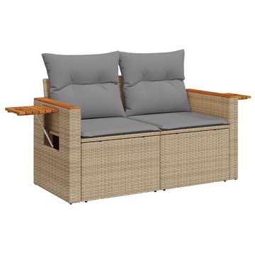 vidaXL Loungesofa Gartensofa mit Kissen 2-Sitzer Beige Poly Rattan