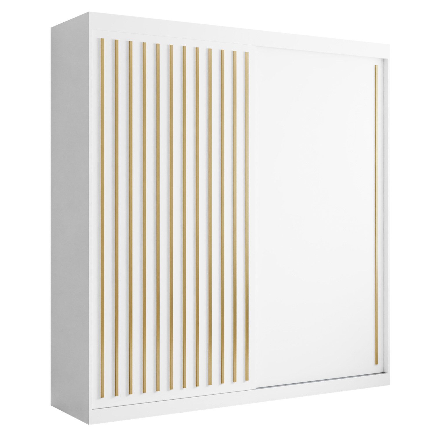 Lookway Kleiderschrank AURIS 200 cm Moderner Schiebetürenschrank mit Goldstreifen Breite: 200 cm