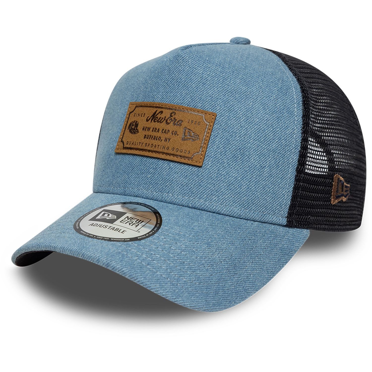 Trucker Cap AFrame Trucker LEDER Brand Patch denim