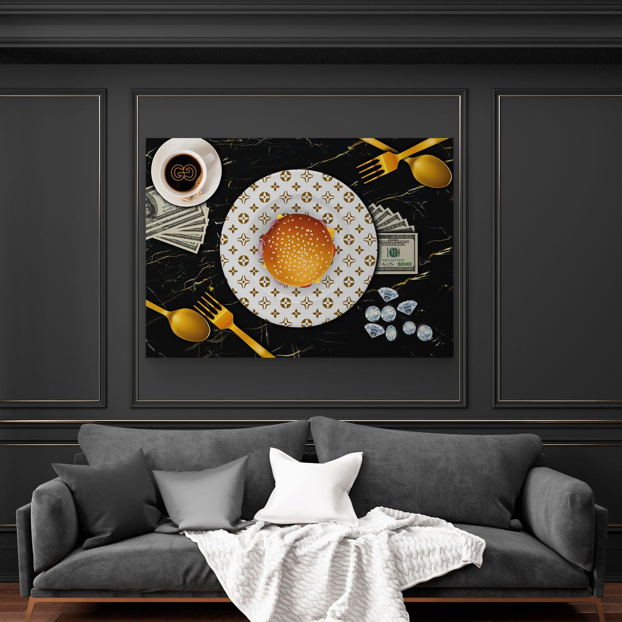 ArtMind XXL-Wandbild Rich Burger, Premium Wandbilder als Poster
