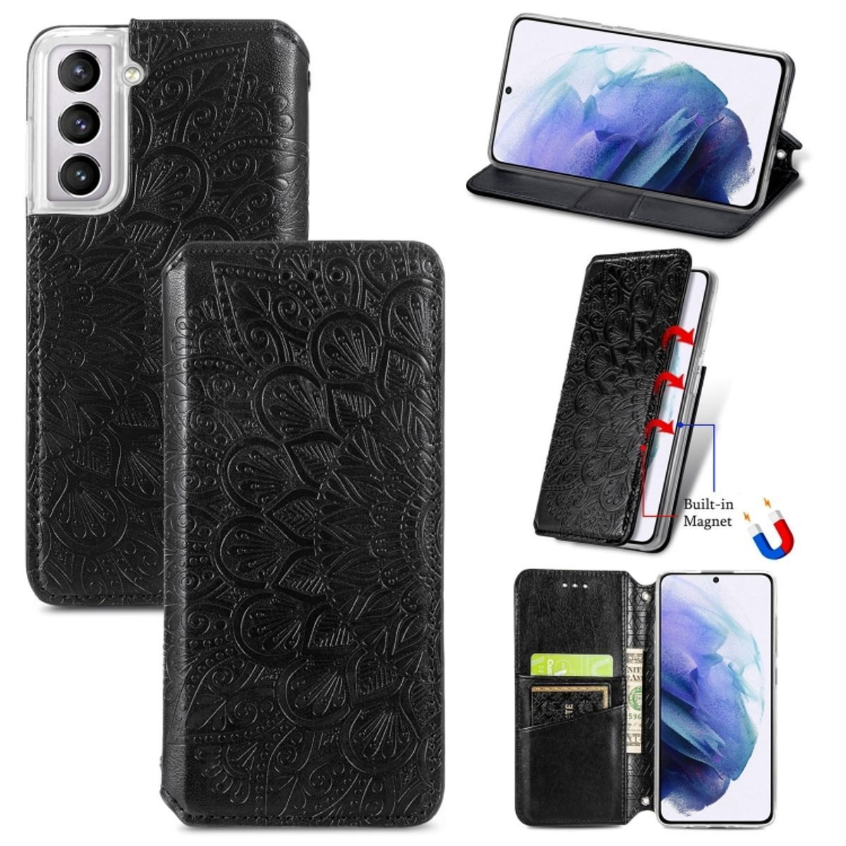 König Design Handyhülle Samsung Galaxy S22 5G, Schutzhülle Schutztasche Case Cover Etuis Wallet Klapptasche Bookstyle
