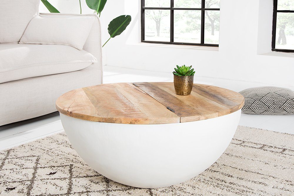 riess-ambiente Couchtisch INDUSTRIAL STORAGE Ø70cm weiß / natur (Einzelarti günstig online kaufen