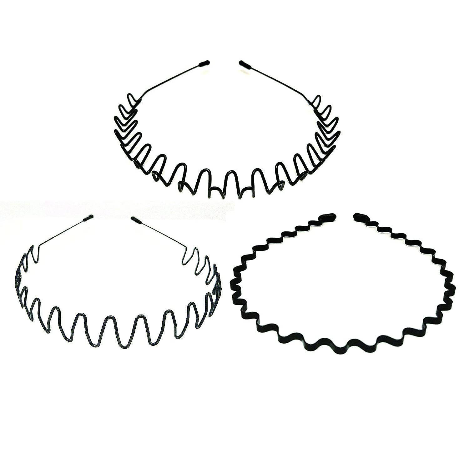 Haiaveng Haargummi 3 Stücke Unisex Metall Haarbänder winken schwarzes Federstirnband, Für Outdoor Sport Yoga