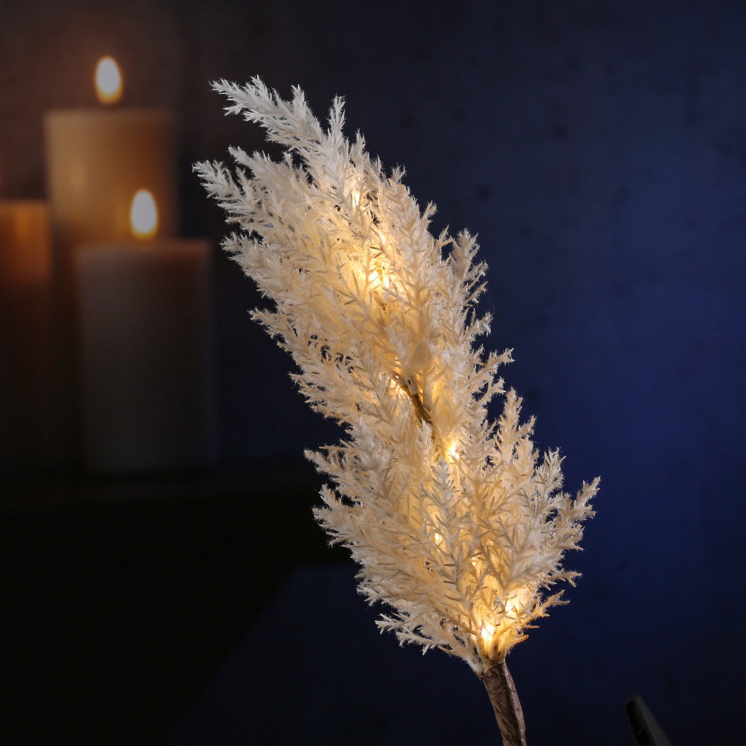 MARELIDA LED-Leuchtzweig LED Zweig Pampasgras leuchtend Herbstdeko Winterdeko Timer für Innen, 12-flammig