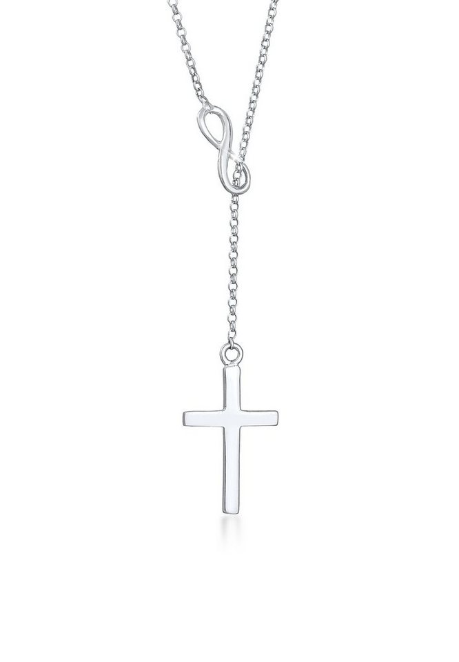 Halskette Infinity mit Kreuz  Y-Kette Unendlichkeit Silber Schmuck NEU P138 
