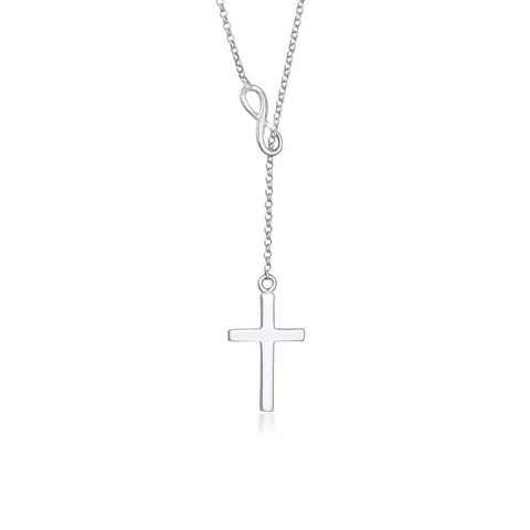 Elli Collierkettchen Y-Kette mit Kreuz und Infinity Symbol 925 Silber