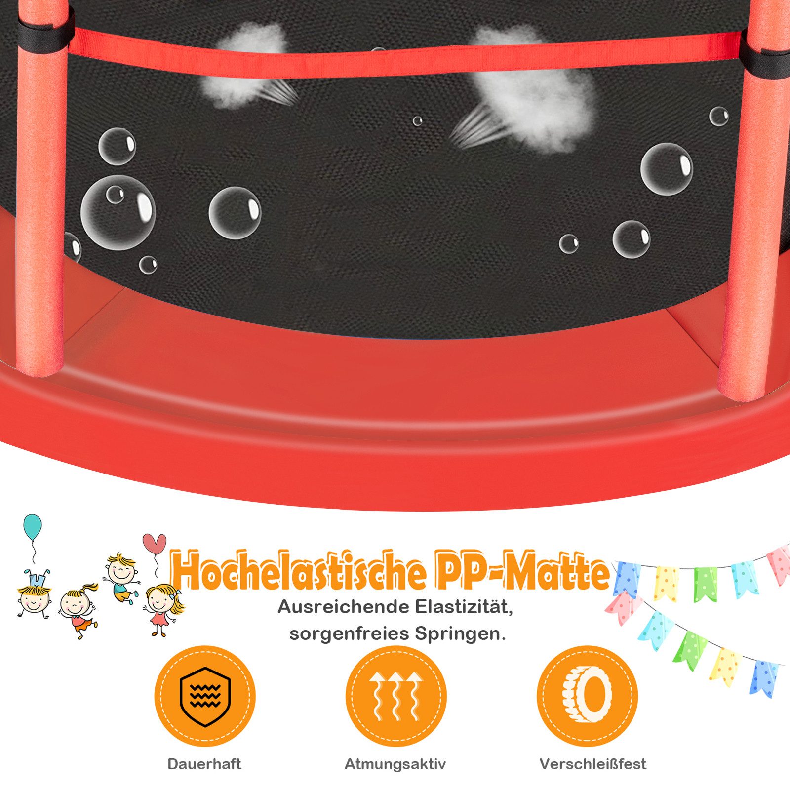 COSTWAY Gartentrampolin, Ø 165 cm, mit Sicherheitsnetz, bis 45KG