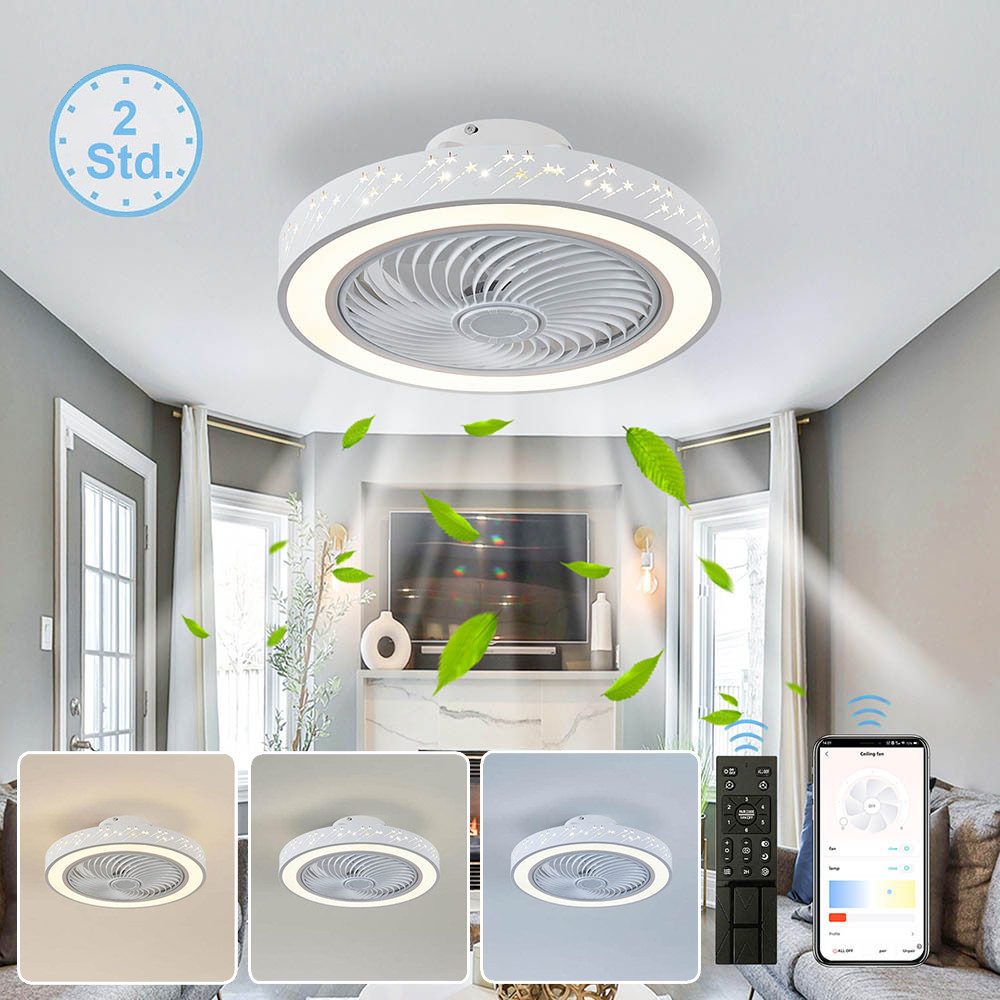 Rosnek Deckenventilator mit Beleuchtung, 46cm Timer günstig online kaufen