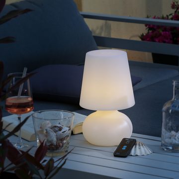MARELIDA LED Außen-Tischleuchte LED Garten Tischlampe Schirmlampe dimmbar mit Fernbedienung aufladbar, LED Classic, warmweiß (2100K bis 3000K)