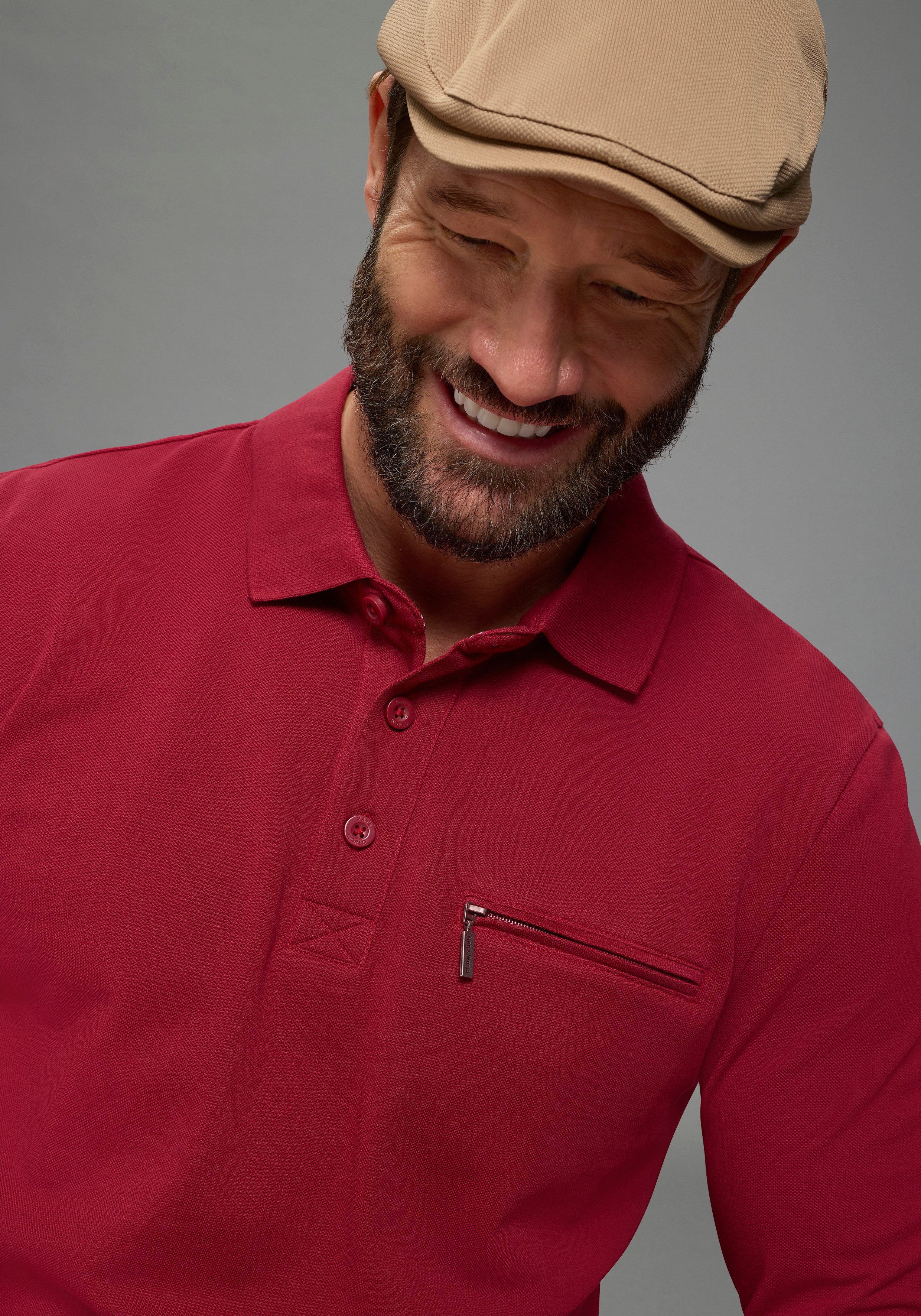 Man's World Langarm-Poloshirt Neue Kollektion! schmale Passform, Langarm, mit Reißverschlusstasche