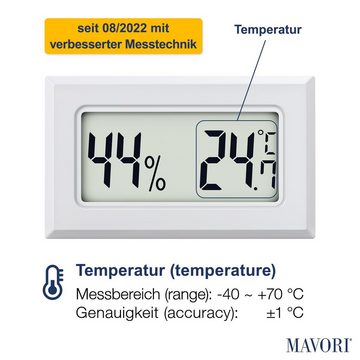 MAVORI Raumthermometer und Hygrometer innen mit sehr präzisen Messwerten, 3-tlg., Hygrometer mit Thermometer digital