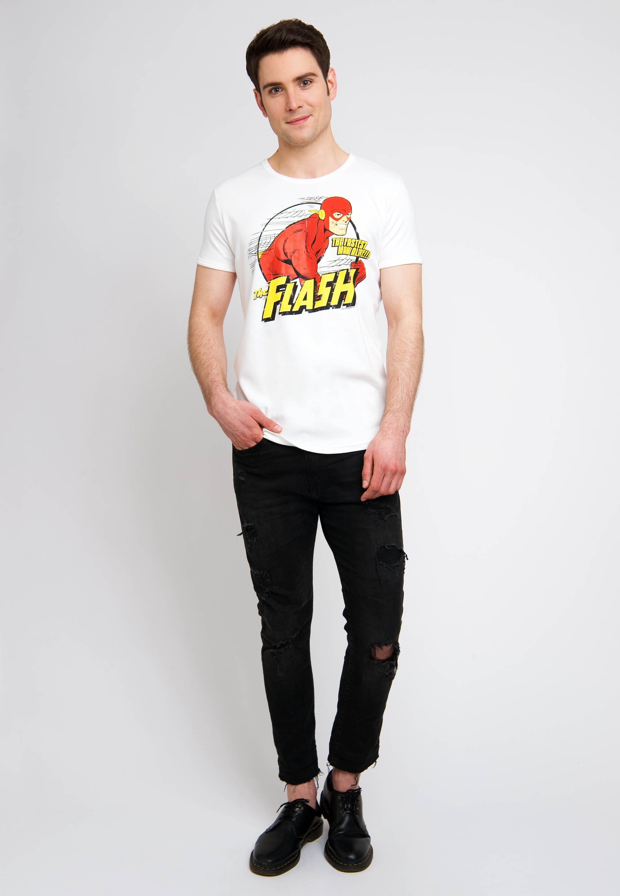 LOGOSHIRT T-Shirt The The Flash-Print altweiß Alive Fastest mit tollem Man