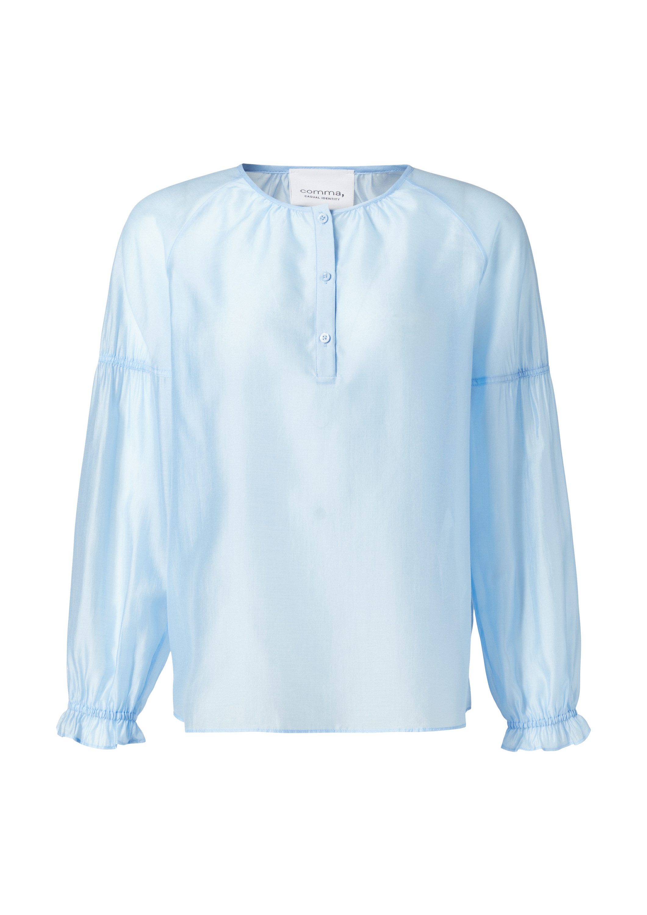 comma Langarmbluse Bluse Schimmernde Lyocellbluse mit Raff-Details günstig online kaufen
