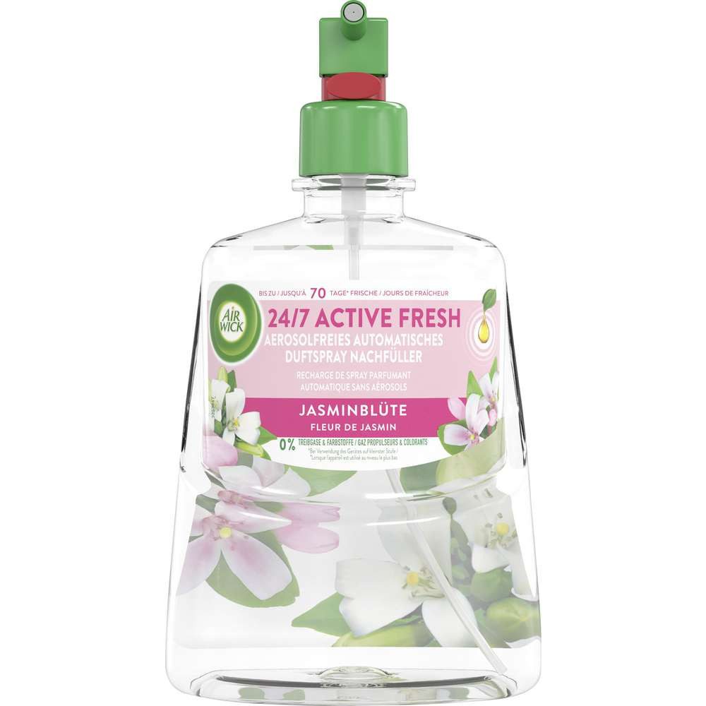Air Wick Raumduft Active Fresh Nachfüller Jasminblüte 4 x 228ml (Spar-Pack, 4-St., automatisches Duftspray), aerosolfrei