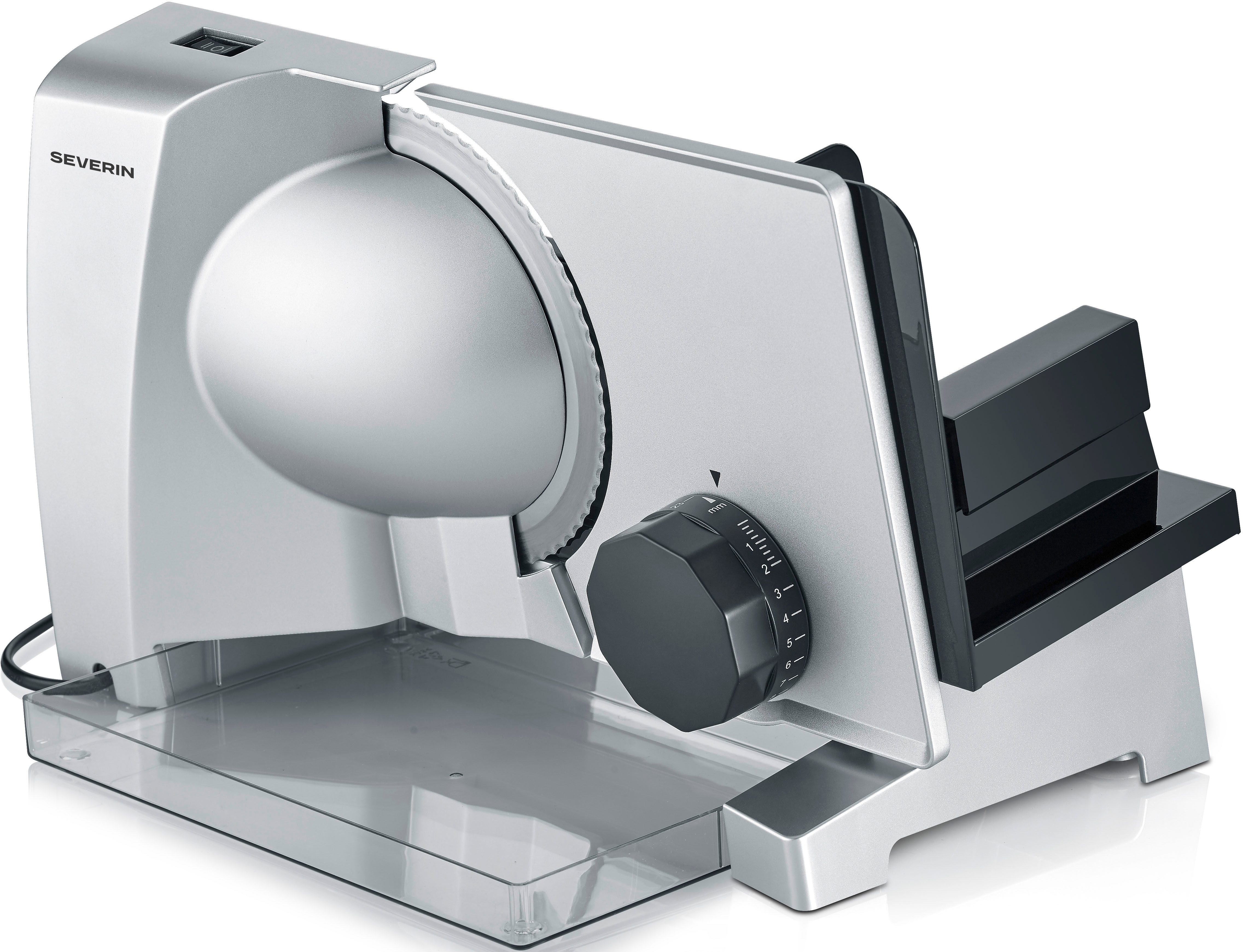 Severin Allesschneider AS 3917, 130 W, Fingerschutz, Brotschneidemaschine Schnittstärke stufenlos einstellen