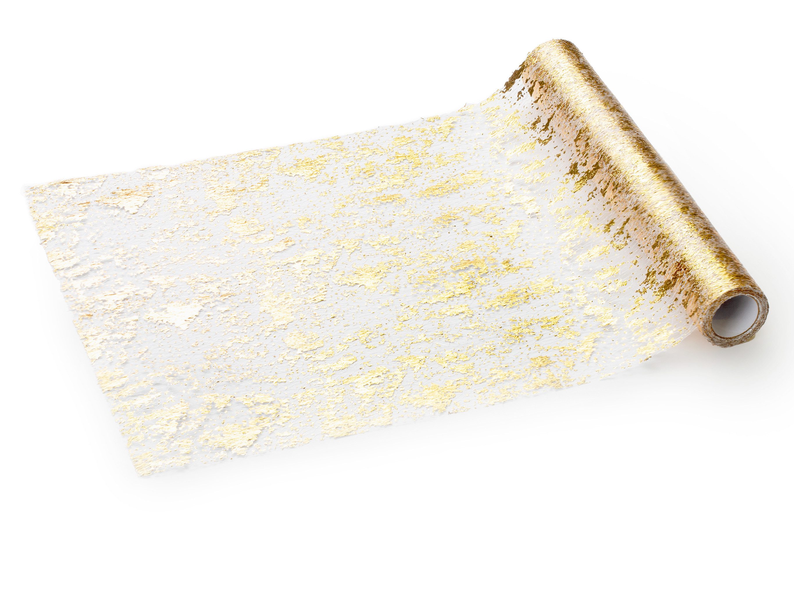 partydeco Tischläufer, Tischläufer mit Goldmuster 36cm x 9m Gold / Transpar günstig online kaufen