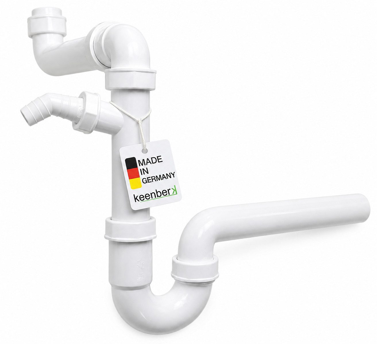 keenberk Siphon Raumsparer Geräteanschluss 1 1/2 Zoll mit 40 mm Anschluss Spüle Küche