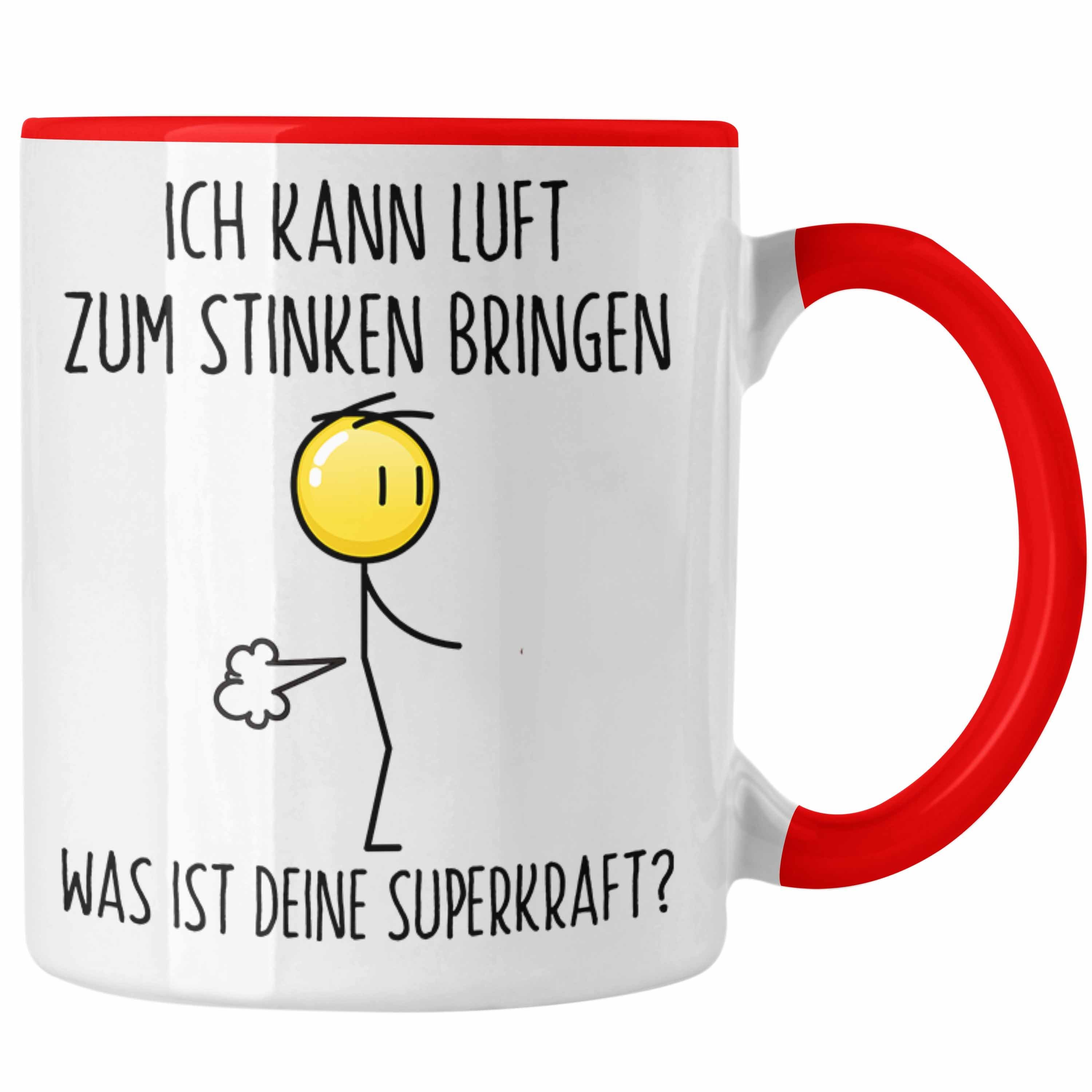 Trendation Tasse Furz Tasse Geschenk Vater Papa Freund Lustiger Spruch Furzen Pupsen Mä Rot