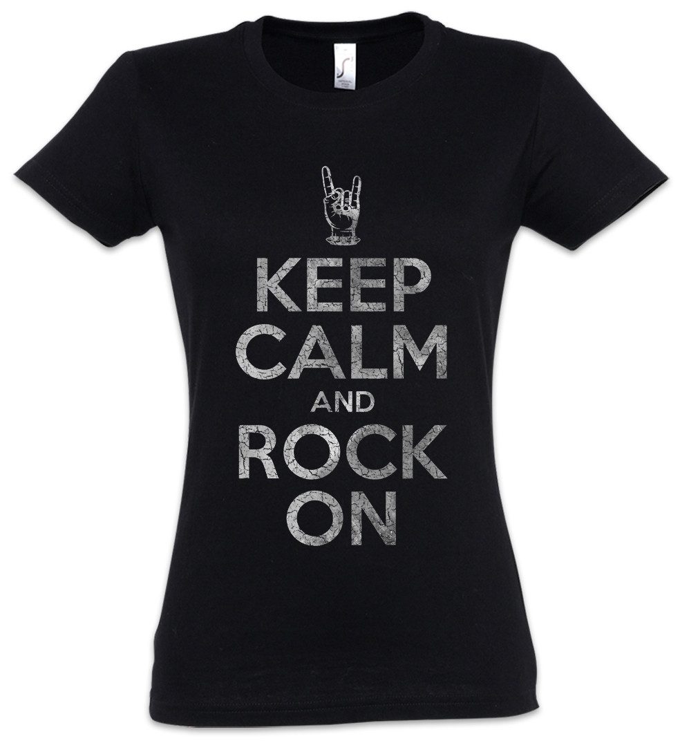 Urban Backwoods Print-Shirt Keep Calm And Rock On Damen T-Shirt Heavy Metal günstig online kaufen