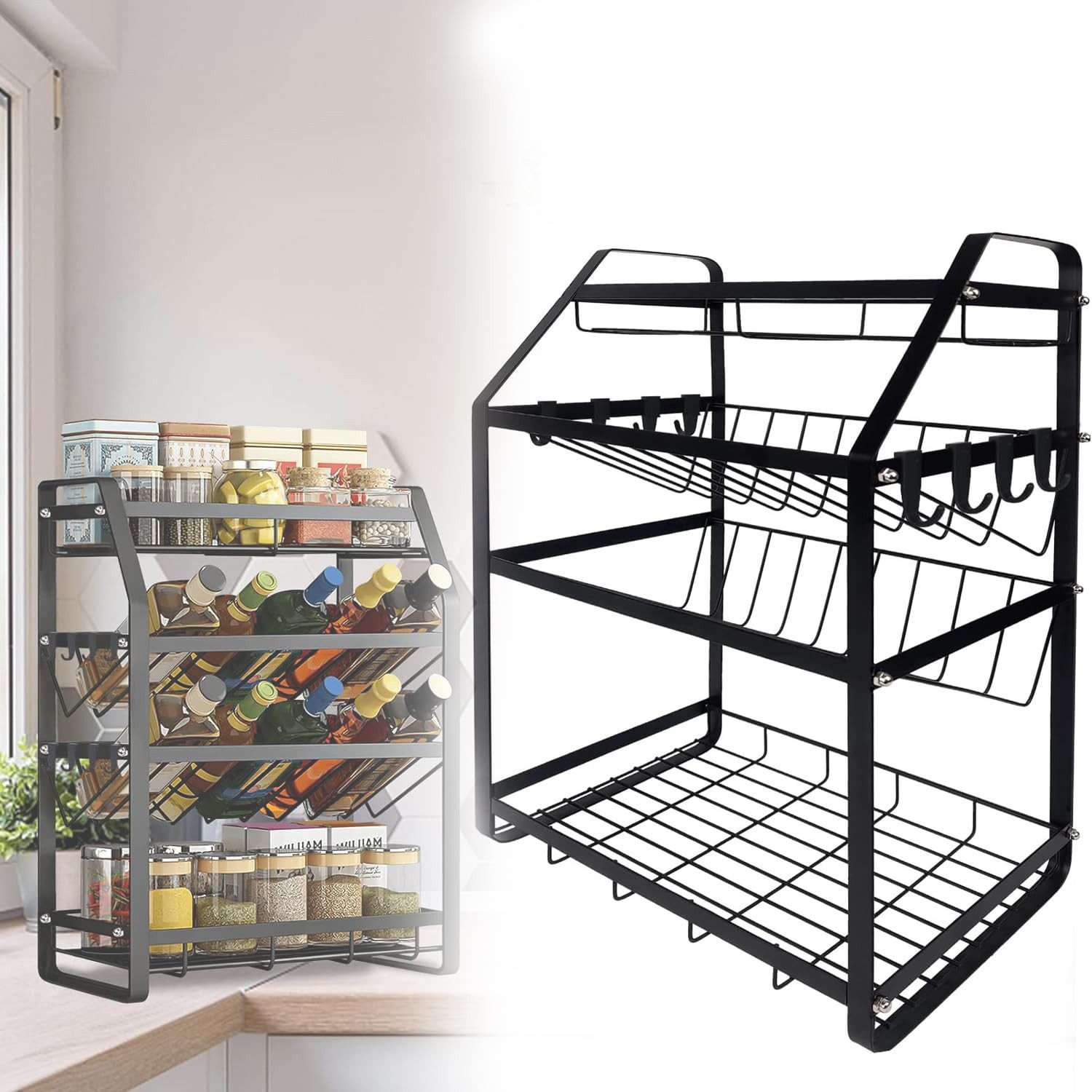 FIVMEN Gewürzregal Gewürzaufbewahrung 4 Ebenen Multifunktionales Gewürzen K günstig online kaufen