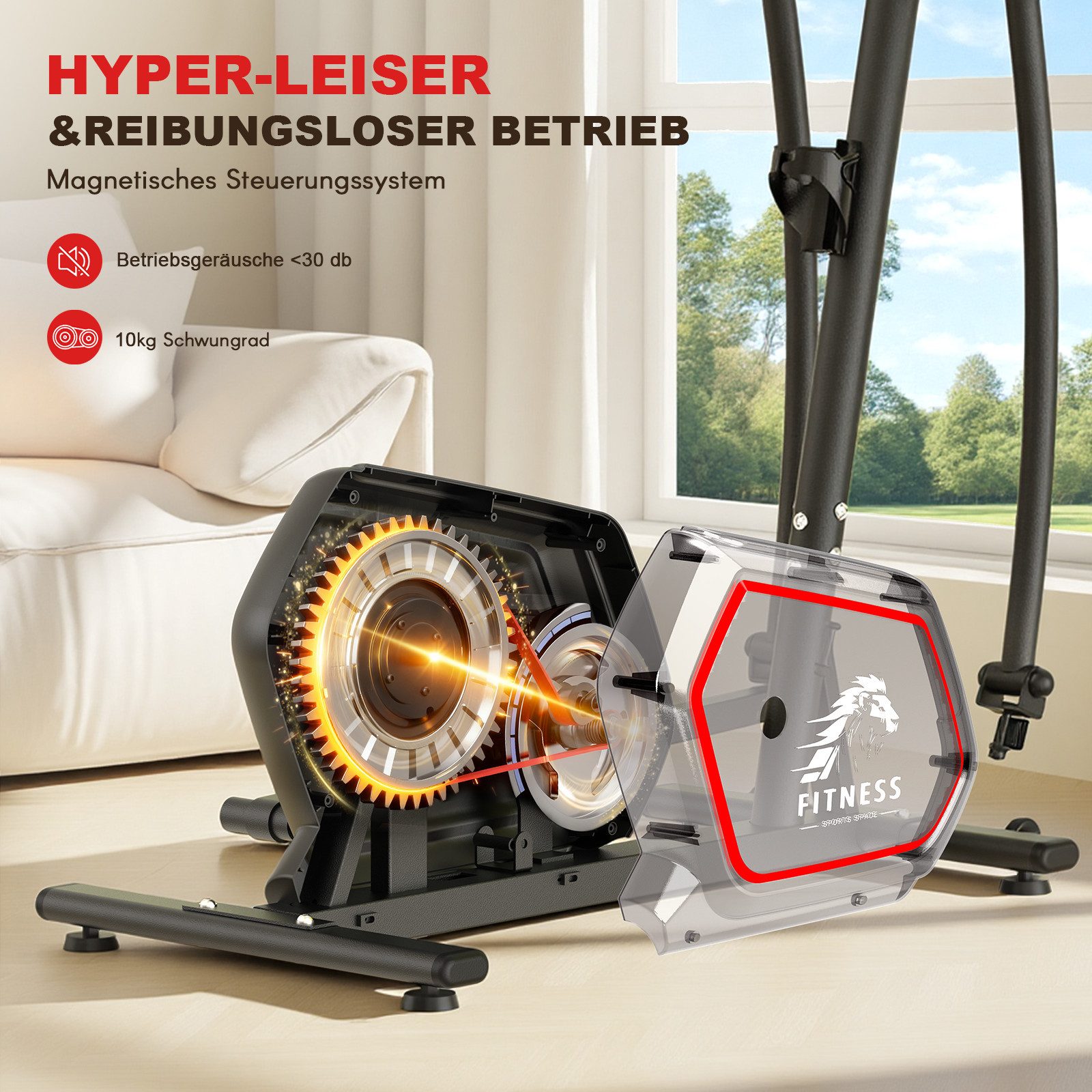 Dskeuzeew Crosstrainer – Ellipsentrainer bis 150 kg – 10 kg Schwungrad (Pulssensoren, Ganzkörpertraining, Ergonomisch), – 16 Stufen magnetischer Widerstand – LCD-Display – Schwarz
