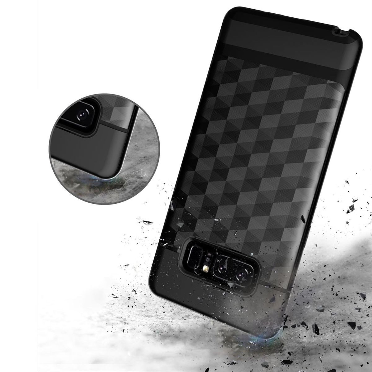 König Design Handyhülle Samsung Galaxy Note 8, Samsung Galaxy Note 8 Handyhülle Backcover Grau