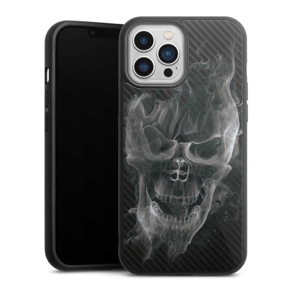 Handyhülle Totenkopf Schädel Carbon Smoke Skull Carbon