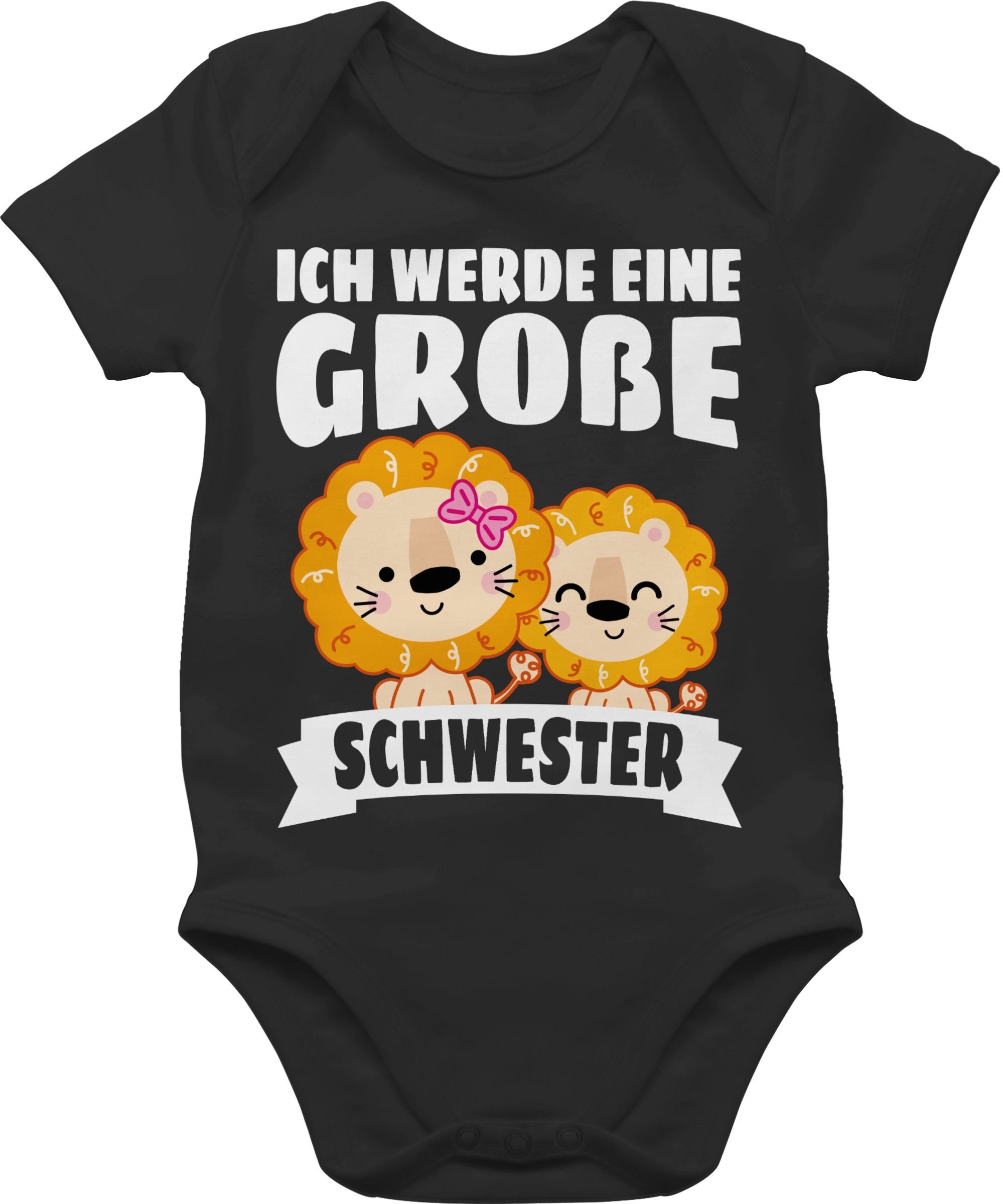 Shirtracer Shirtbody Ich werde eine große Schwester mit Löwen - weiß Geschwister Bruder und Schwester 3 Schwarz