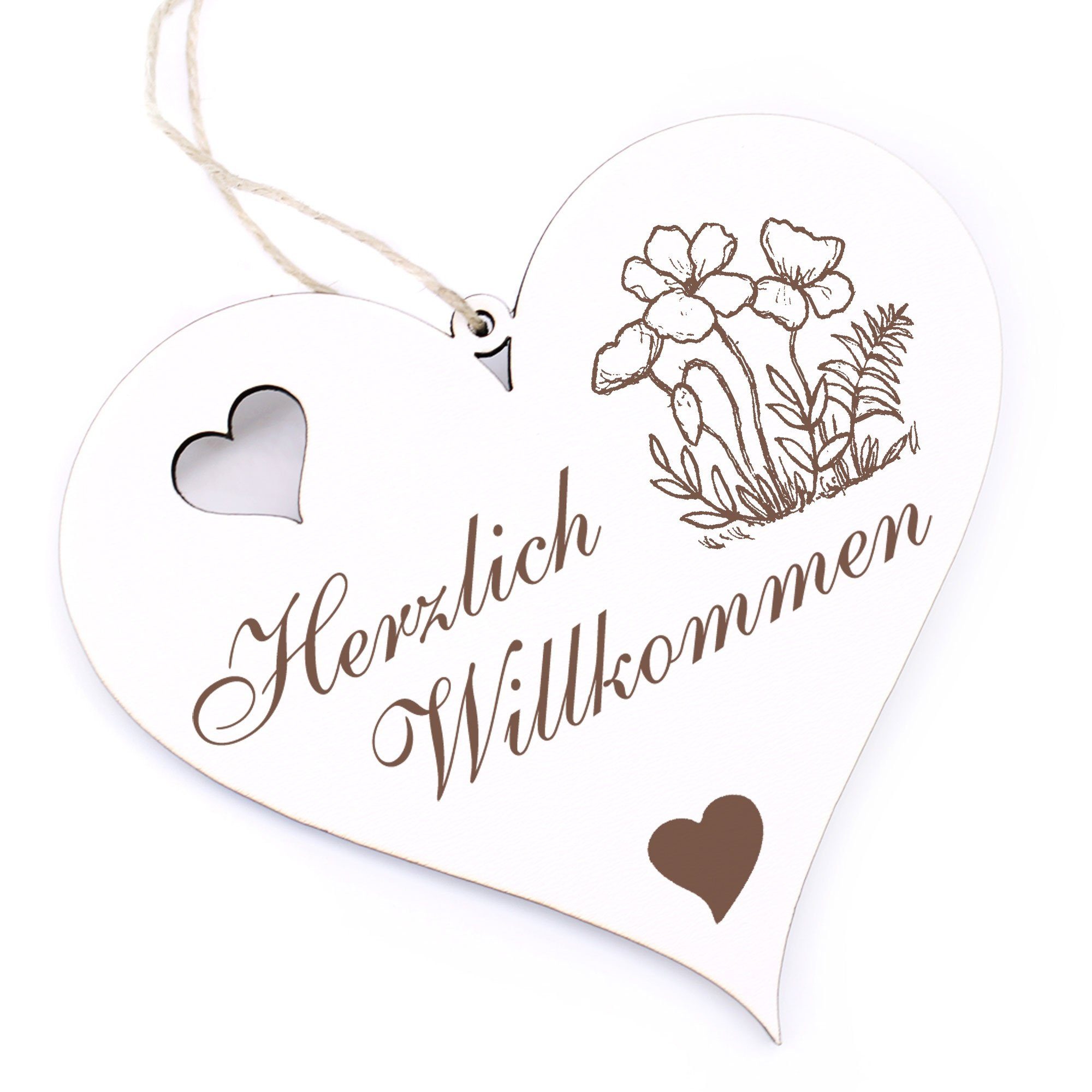 Dekolando Hängedekoration Herzlich Willkommen - Wildblumen - 13x12cm