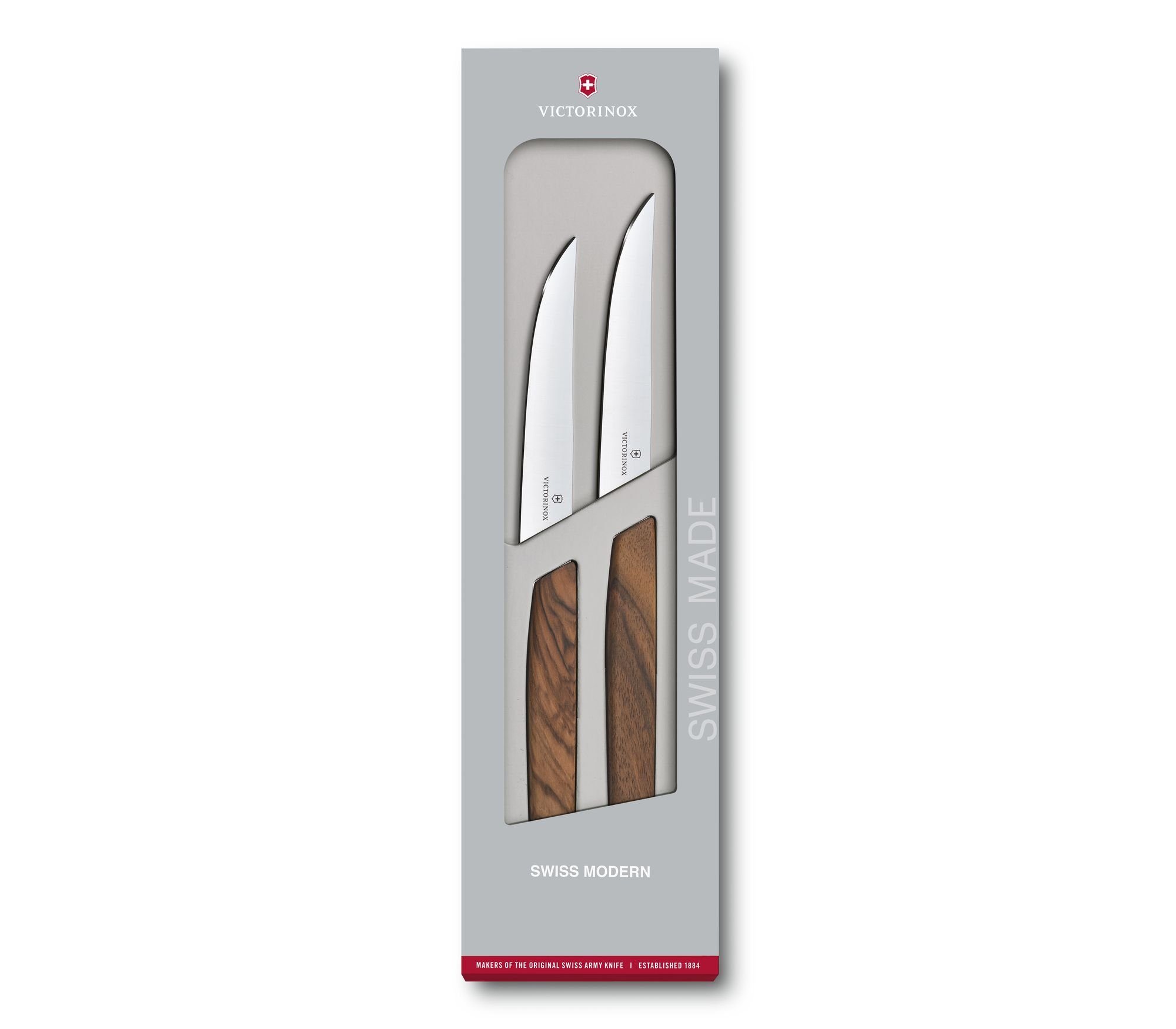 Victorinox Steakkochmesser Swiss Modern Steakmesser-Set 2-tlg. 6.9000.12 Nussbaumholz