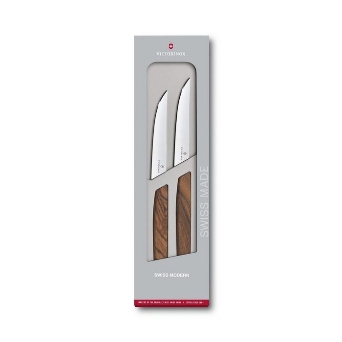 Victorinox Steakkochmesser Swiss Modern Steakmesser-Set 2-tlg. 6.9000.12 Nussbaumholz