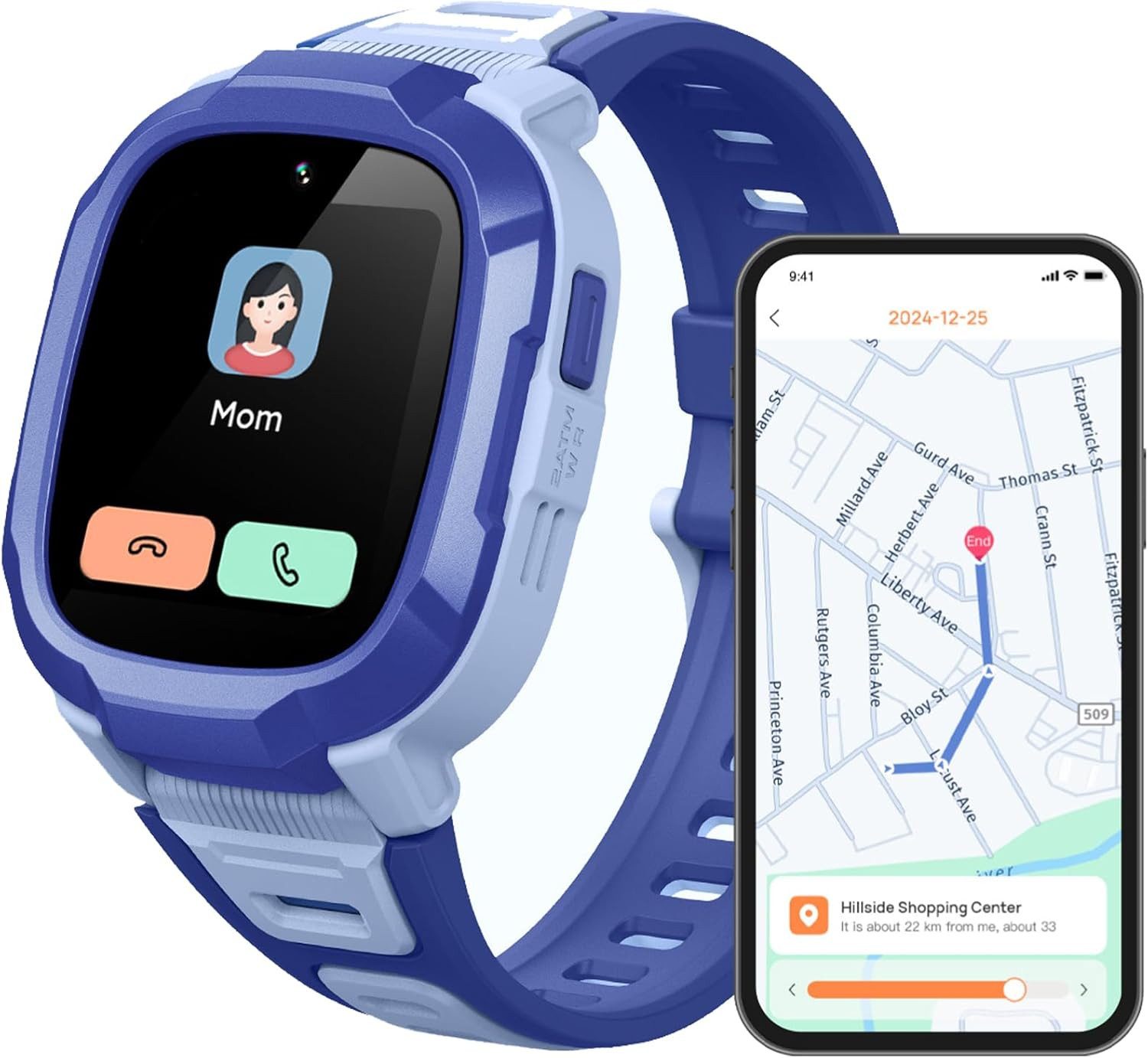 Mibro DE-P6-Kidwatch-Blue Smartwatch (3,6 cm, sim karte), Kinder Smartwatch mit GPS Echtzeit Ortung Sicherheitszonen