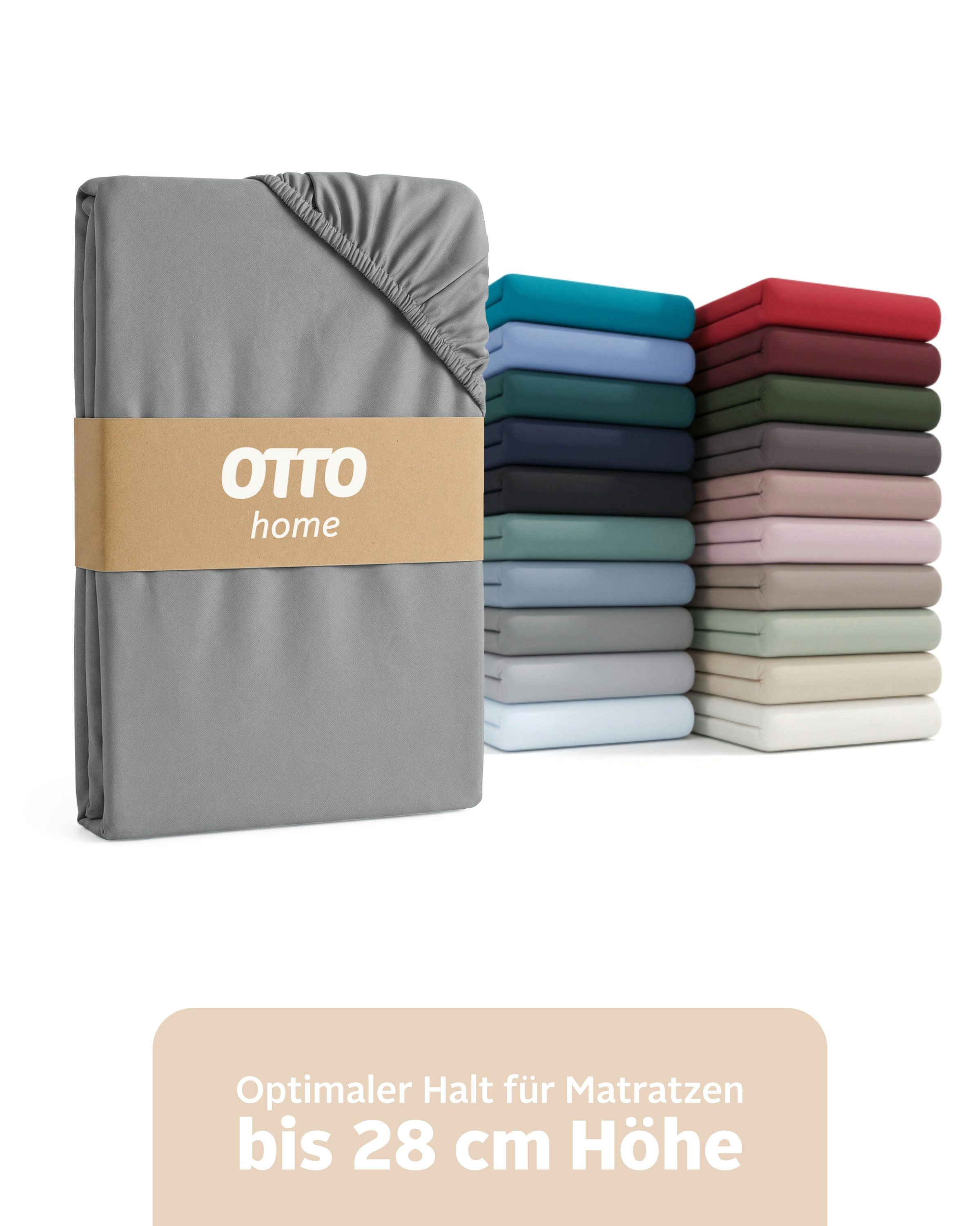 OTTO home Spannbettlaken BLACKBERRY in PREMIUM und BASIC Qualität, 100% Baumwolle, Jersey (160 g/m), Gummizug: rundum, (2 Stück), für hohe Matratzen bis 28 cm, Bettlaken, Spannbetttuch, Boxspring