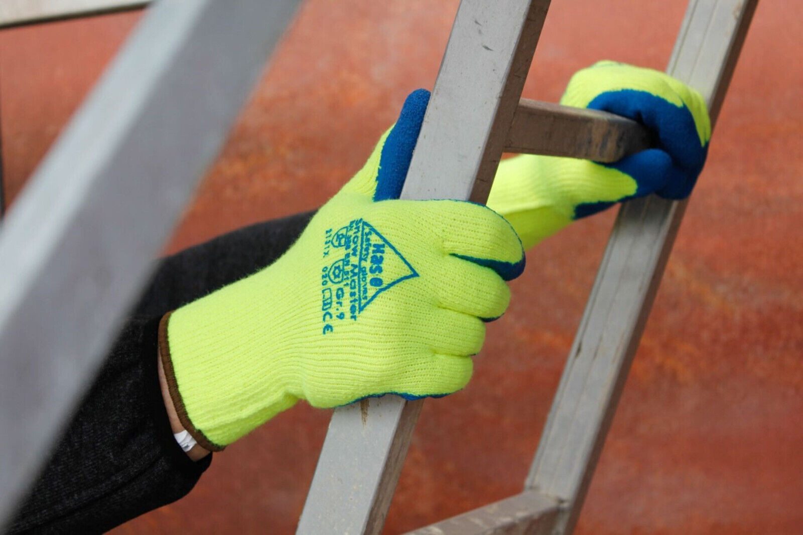 Hase Safety Gloves Winter-Arbeitshandschuhe Winterhandschuh Snow Master Latex neon gefüttert 508630 (Packung, 10-St., VPE= 10-100 Paar Gr. 8-11) Atmungsaktiv/schrumpfgerauter Latex