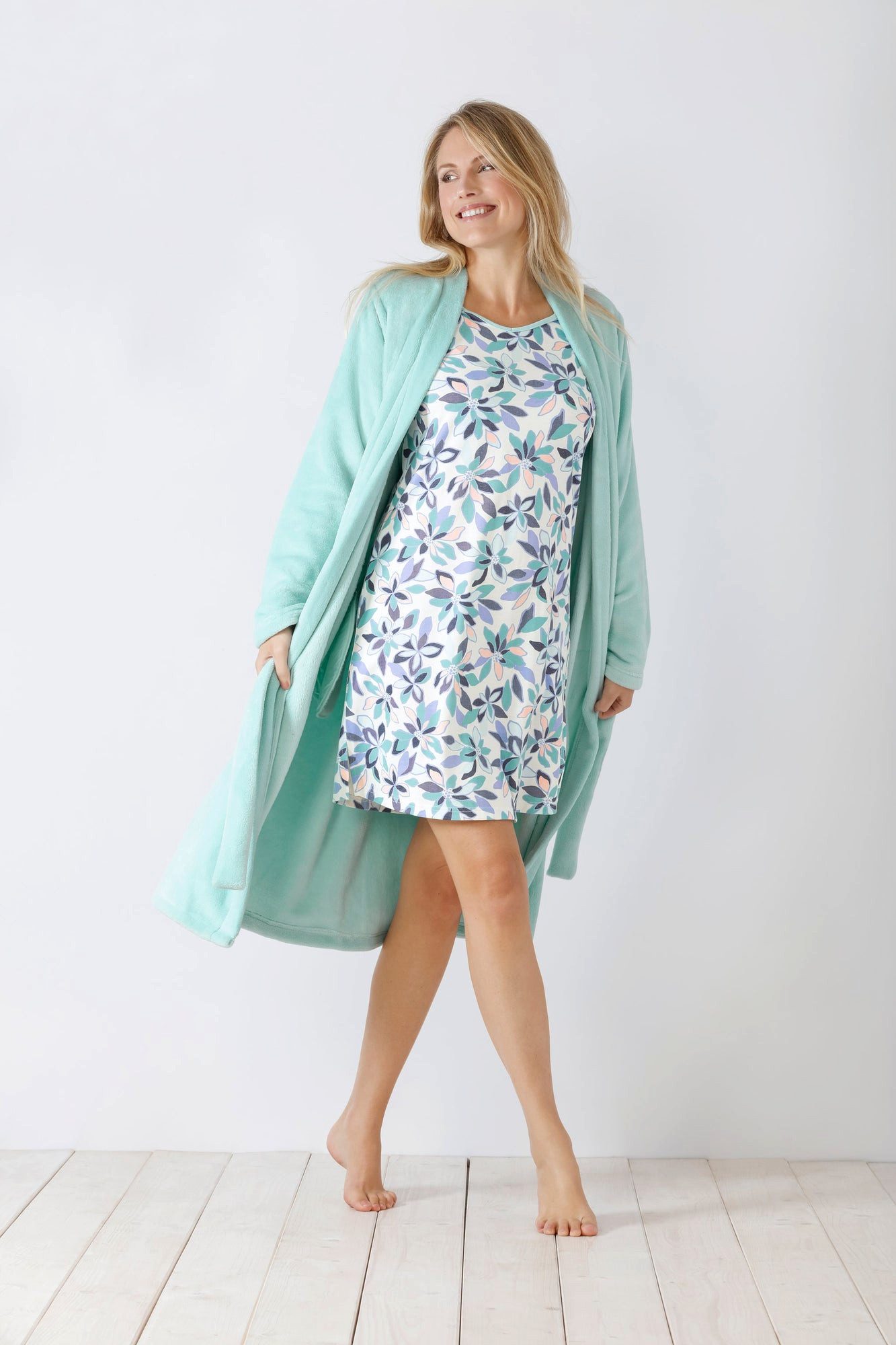 Hajo Morgenmantel Damen Homewear Mantel Nicki Fleece günstig online kaufen