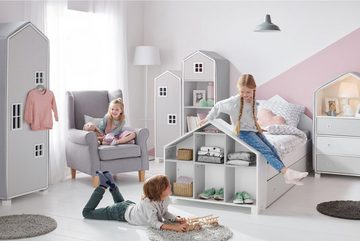 Konsimo Kommode MIRUM Kinderkommode Hausform Kommode, 3 Schubladen, mit Einlegeböde, Fenster mit Grifffunktion
