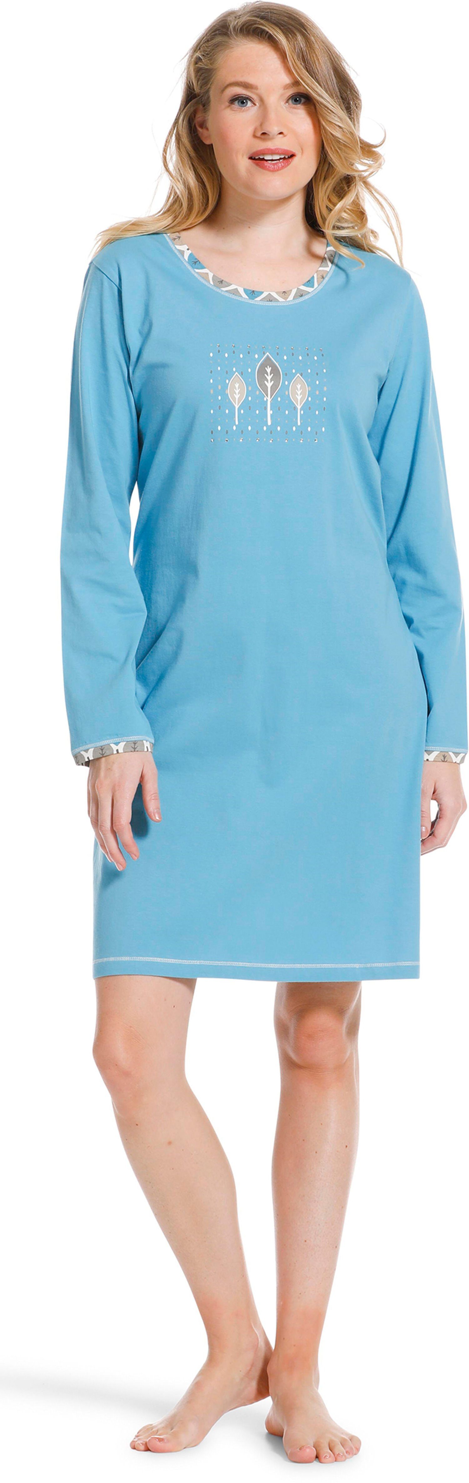 langem Schlafshirt (1-tlg) mit Arm Nachthemd Damen Baumwolle Pastunette