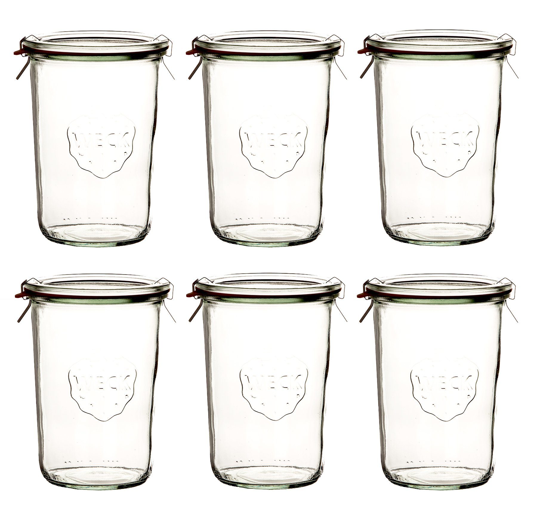 WECK Скло-Set 6x WECK-Sturzglas 850ml (3/4 Liter) mit Gummiring, Glas