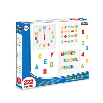 Pilsan Lernspielzeug Buchstaben Zahlen Lernset03297, bunte Buchstaben, Steckspiel 222-tlg