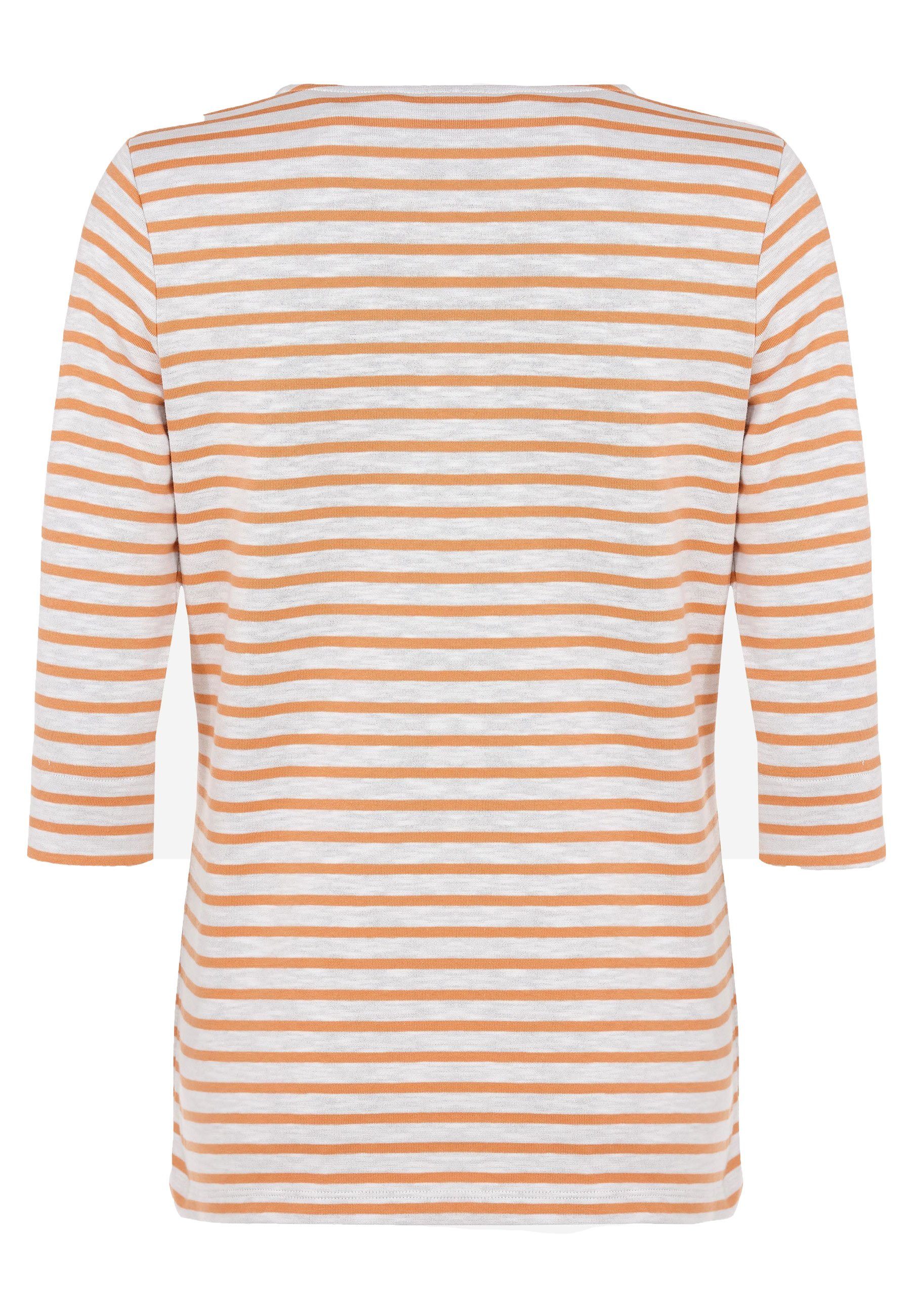 Arm soft 3/4 Sweatshirt gestreift Elkline Rundhals orange white - Rainbow